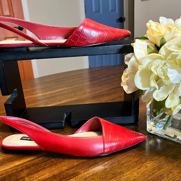 BRAND NEW Red Nine West Women's Beads 3 Slingback Pointy Toe Flats Size 6.5 - Picture 2 of 7